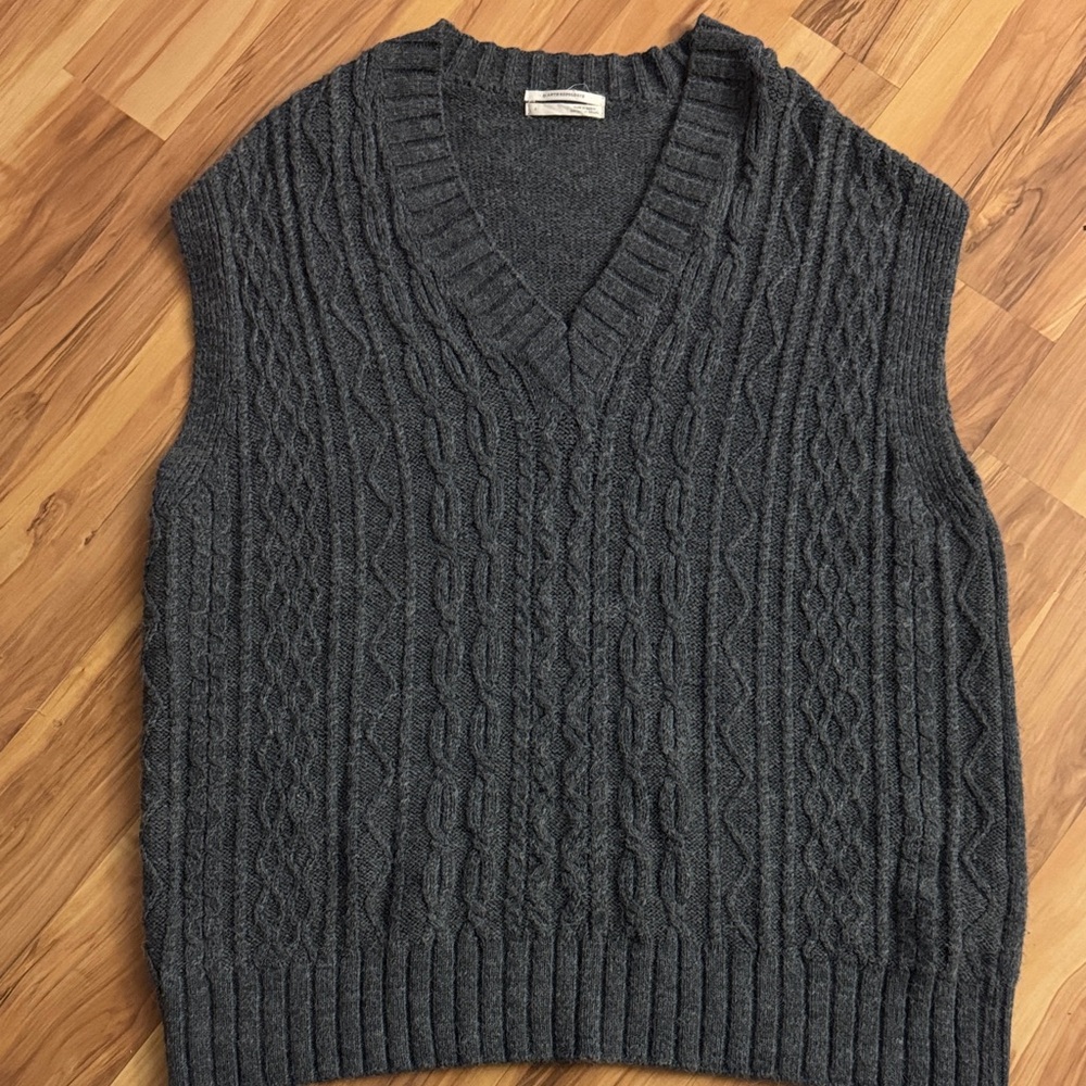 Anthropologie Charcoal V-Neck Sweater Vest
